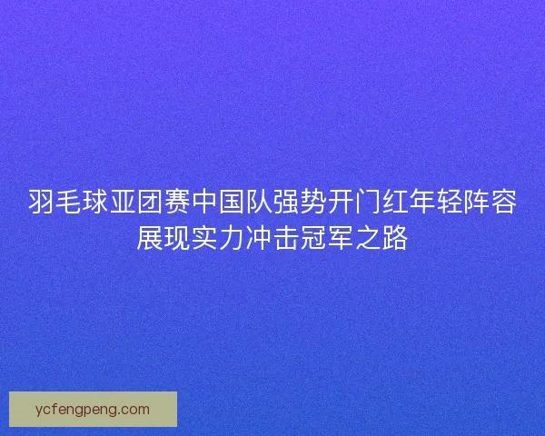 羽毛球亚团赛中国队强势开门红年轻阵容展现实力冲击冠军之路