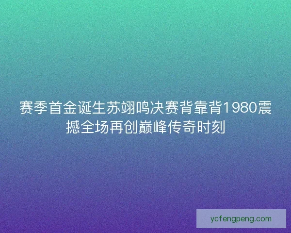 赛季首金诞生苏翊鸣决赛背靠背1980震撼全场再创巅峰传奇时刻